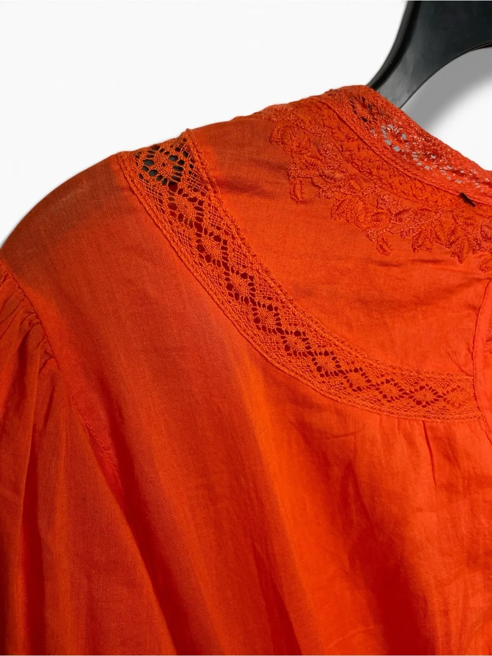 NEW Free People Boho clementine Orange Long-Sleeve lace Mini Dress size 8